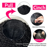 300% Glueless Wigs Human Hair Afro Kinky Curly Headband Wig Upgrade 3 IN 1 Half Wig With Drawstring Seamless Clip Ins Flip Over