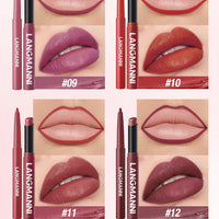 Integrated waterproof lipliner+lipstick lipstick lipstick set,no smudge,no fade,no cup,durable,easy to create a perfect makeup!