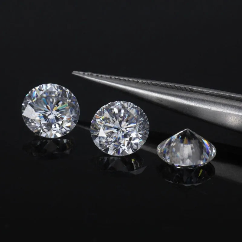 Moissanite Stone Real D Color Round Cut 0.1-20ct VVS1 Loose Gemstones for Jewelry Making Pass Diamond Tester with Certificate