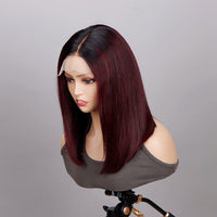 1B 99j Straight Bob Lace Front Wig Ombre TB 27 Honey Blonde HD Lace Wig Human Hair Wigs Glueless Bunrgundy Colored Short Bob Wig
