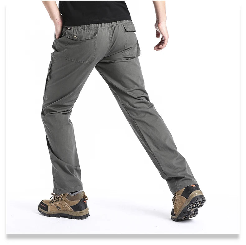 High Quality Men's Cotton Cargo Pants Casual Multiple Pocket Tacitcal Pants Spring Autumn Outdoor Camping Hiking Work Pants