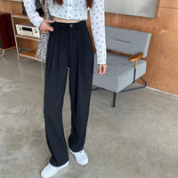 High Waist Draped Suit Pants for plus Size Women Spring Autumn Design Sensation Floor Length Casual Straight Wide Leg Long Pants