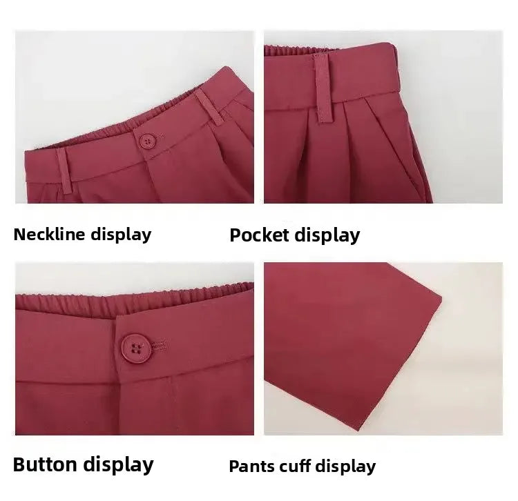 High Waist Wide Leg Thin Suit Pants Women's Loose Fitting Casual Floor Length Trousers Straight Cut Slimming Effect