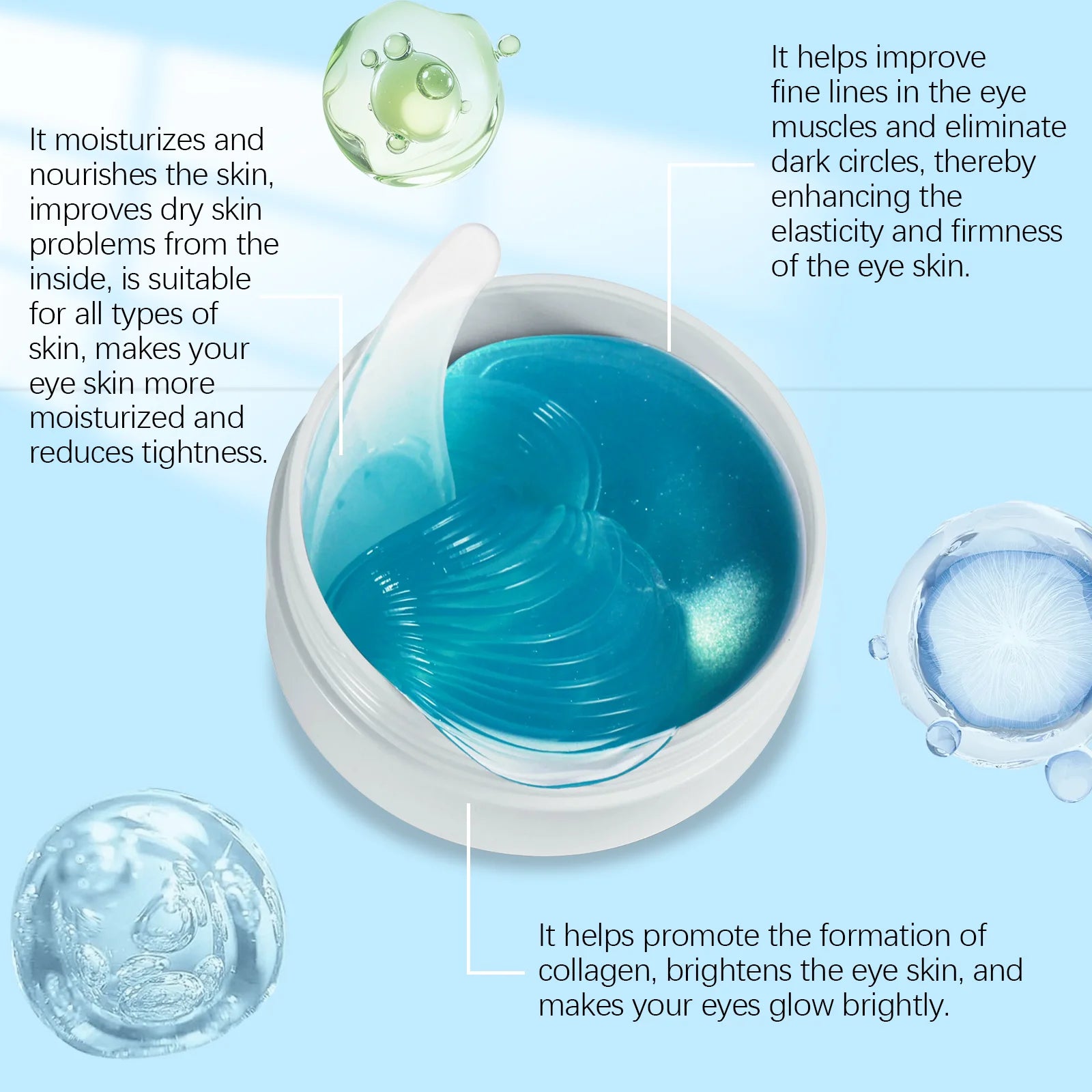 Eye Patches Dark Circles Puffiness with Hydrating Gel Technology Soothing Fine Lines Care for Sensitive Dry Skin Women 60 Pcs