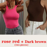 Women's Corset Summer 100% Cotton Crop Top Y2k Knitted Camis O Neck Knit Camisole Sleeveless Vest Solid Slim Tank Tops Women