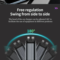 5-in-1 180W Car Fast Charger USB Type-C Power Adapter Retractable Phone Charger With Roof Starlight For IOS Android Phones