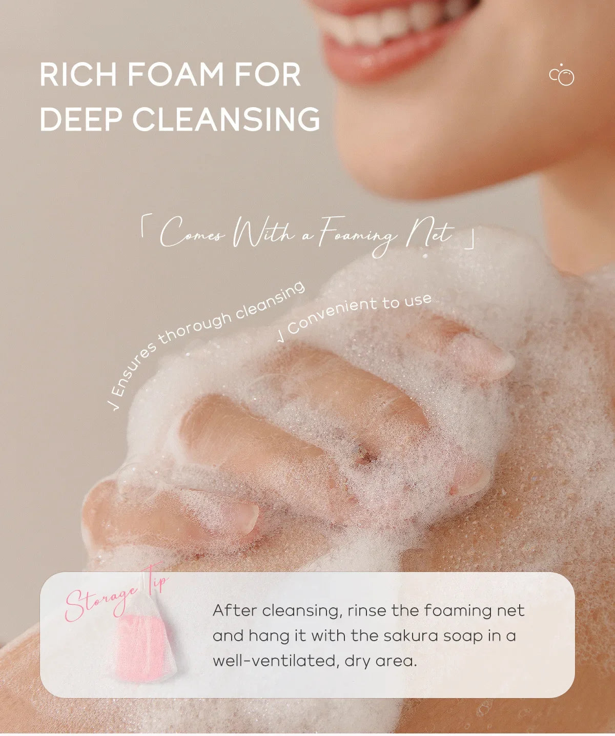 Laikou Sakura Handmade Facial Soap Cleans Skin Shower And Removes Bacteria 99.9% Travel Be Carried For Adults And Children 90g