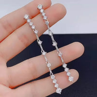 FEOBUR 3/6cttw Full Moissanite Drop Earrings for Women 925 Sterling Silver Lab Diamond Long Earring Bridal Wedding Jewelry GRA