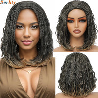 New Style Bob Box Braided Wigs For Black Women 12inches Synthetic Box Braids Crochet Hair Wigs On Sale Clearance Short Black Wig