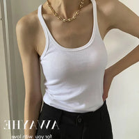 European Style Screw Thread Fitness Tank Top Women's Inner Wear Summer Outer Wear Fine Shoulder Strap Work Shirt Polyester Fiber