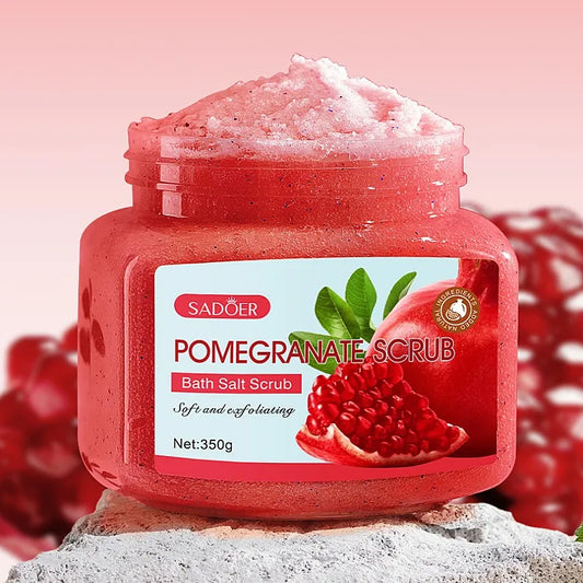350g Pomegranate Scrub Has Rich in Walnut Shell Powder, Glycerin and Other Skin Care Ingredients, Gentle and Delicate Scrub Particles for Deep Cleansing Skin, Removing Dirt, Physical Exfoliation, Refreshing and Purifying Skin