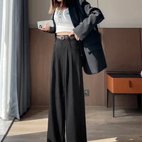 High Waist Slim Fit Straight Leg Suit Pants Wide Leg Casual Trousers Women's Autumn New Arrival Red Color Business Office Wear