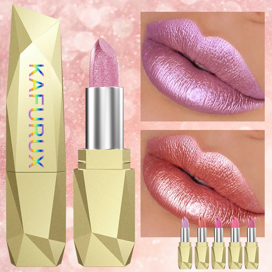 19 colors glitter lipstick hydrating red pink sparkling shine lip color highly pigmented lip tints metallic finish lip makeup