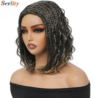 New Style Bob Box Braided Wigs For Black Women 12inches Synthetic Box Braids Crochet Hair Wigs On Sale Clearance Short Black Wig