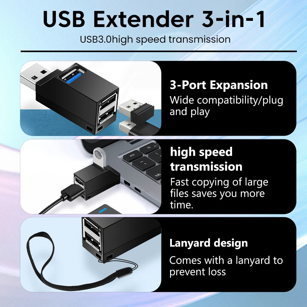 Elough HUB USB Type C High Speed Cable Splitter USB 3.0 Multipuertos HUB Adapter Extender For PC Portable USB Disk Card Reader