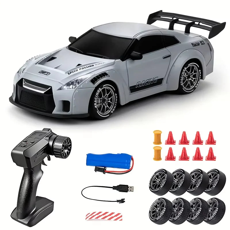 RC Drift Car 1/24 4WD Mini RC Racing Vehicle Model High Speed 2.4G Radio Half Scale with Light Remote Control Car Drive Gifts