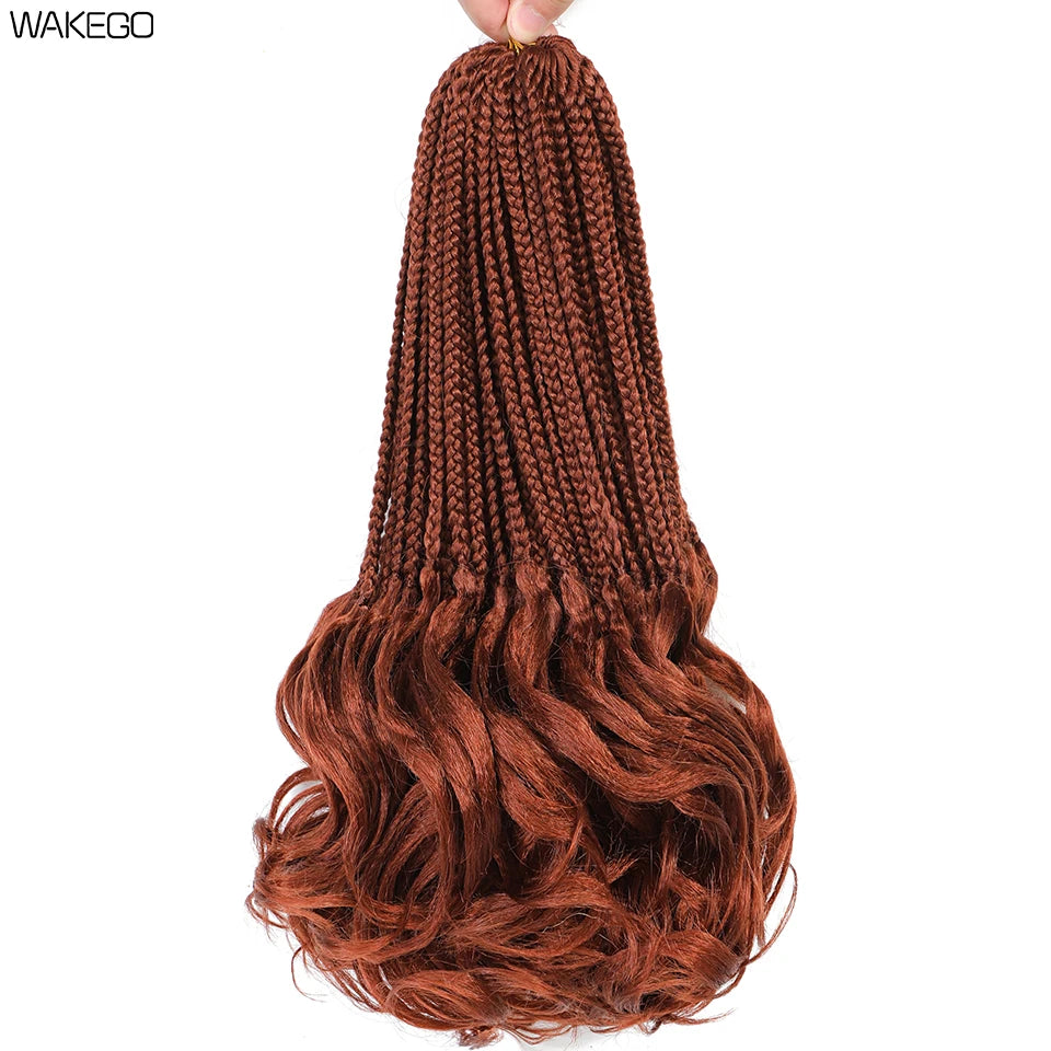 14 18 24 Inch French Curl Box Braids Crochet Hair Ombre Brown to Blonde Prelooped Synthetic French Curls Braiding Hair for Women