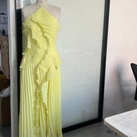 Elegant Purple Halter A Line Prom Gowns Ruffles Tiered Backless Party Gown Summer Vacation Chiffon Long Evening Dress