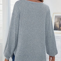 Women's Grey Round Neck Loose Knit Top - Autumn/Winter Casual Wear