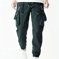 Fashion Men's Casual Techwear Drawstring Multi Flap Pockets Cargo Pants Hip hop Joggers Pant