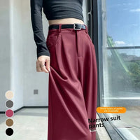 High Waist Slim Fit Straight Leg Suit Pants Wide Leg Casual Trousers Women's Autumn New Arrival Red Color Business Office Wear