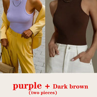 Women's Corset Summer 100% Cotton Crop Top Y2k Knitted Camis O Neck Knit Camisole Sleeveless Vest Solid Slim Tank Tops Women