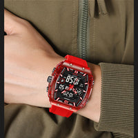 LOQNCE Sports Watches Fashion Men Watches 50m Waterproof Rectangle LED Big Dial Display Digital Watches LED Wristwatches Men