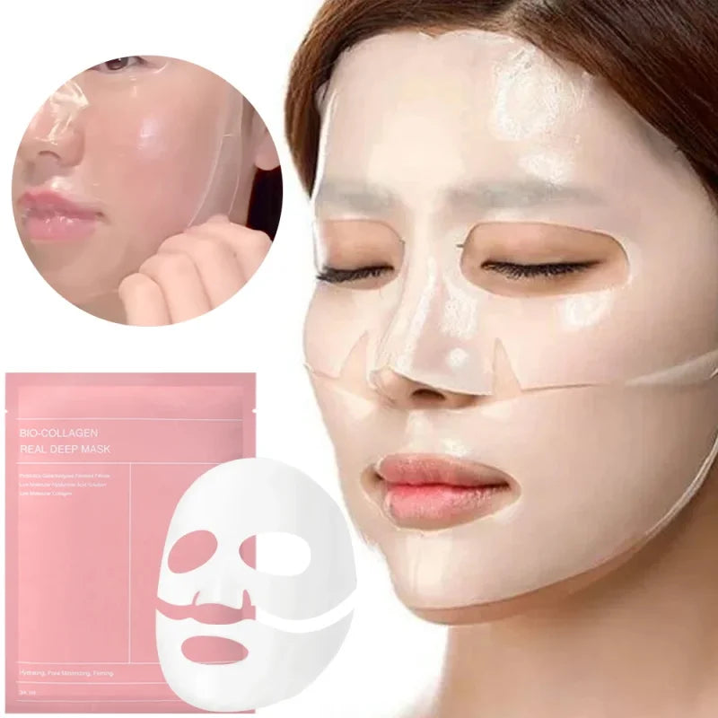 5/10/15/20 Bio Collagen Face Mask Shrink Pores Deep Hydrating Moisturizing Split Mask Firming Nourish Brighten Facial Skin Care