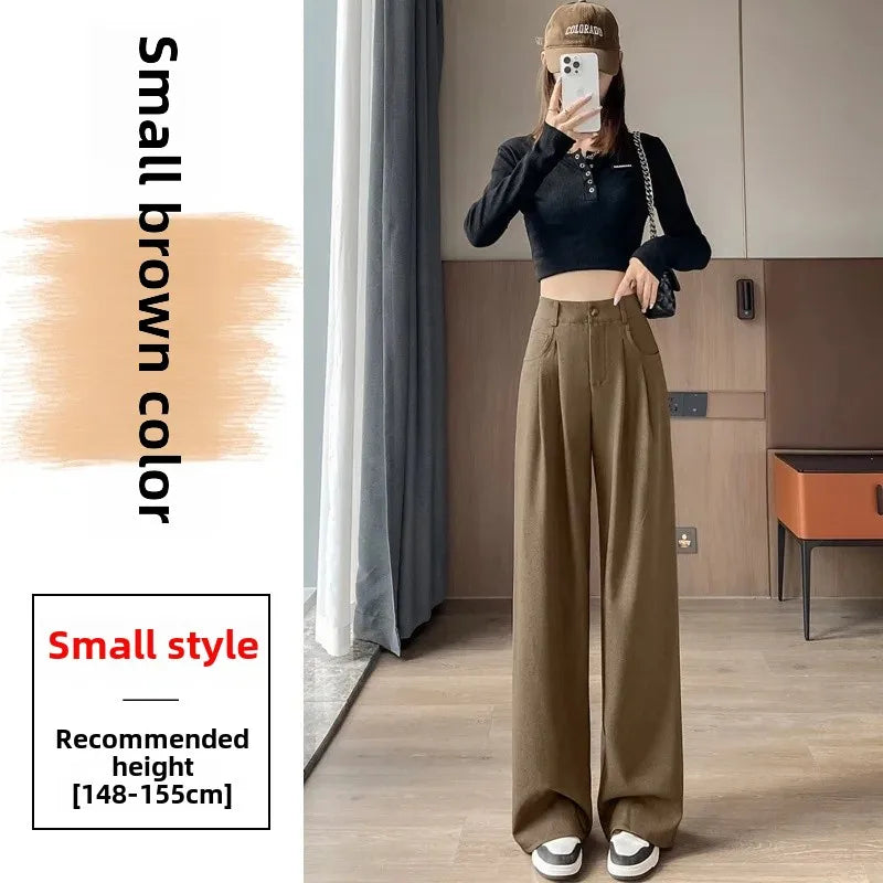 High Waist Slim Fit Straight Leg Suit Pants Wide Leg Casual Trousers Women's Autumn New Arrival Red Color Business Office Wear