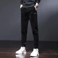 Winter Pants Men Work Wear Baggy Brushed Joggers Streetwear Elastic Waist Male Korean Designer Corduroy Plush Thicken Trousers