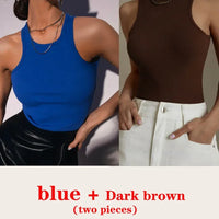 Women's Corset Summer 100% Cotton Crop Top Y2k Knitted Camis O Neck Knit Camisole Sleeveless Vest Solid Slim Tank Tops Women