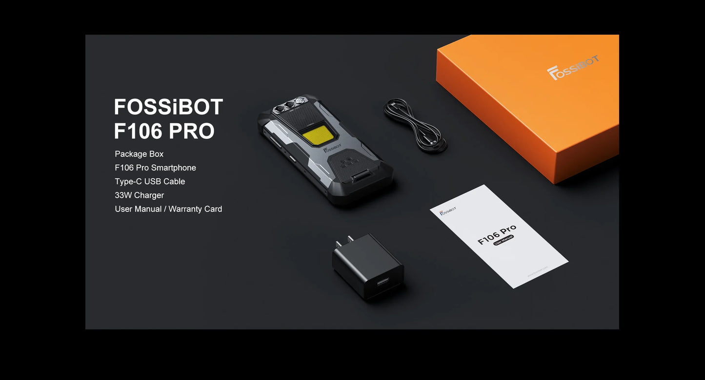 FOSSiBOT F106 PRO 4G Rugged Smartphone Android 14 15GB(8+7GB Extended) 256GB ROM 12000mAh 48MP 30W 6.58 Inch FHD+ Cellphone NFC