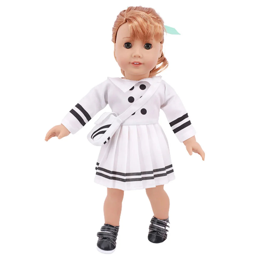 Baby Girls Dress Dolls Clothes Daily Fashion Dress For 18 inch American Doll Girl's Accessories 43Cm Baby Reborn,Generation Gift