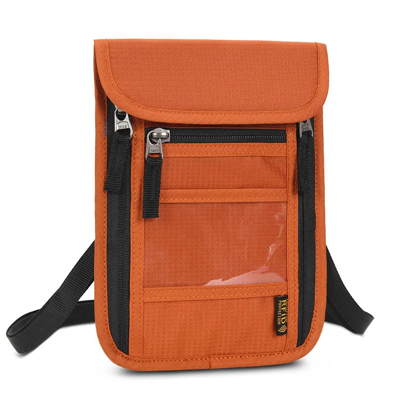 Travel Passport Bag Neck Document Bag Nylon Wallet Family Rfid Blocking Multi-Pockets Anti-Theft Credit Card Passport Holder New