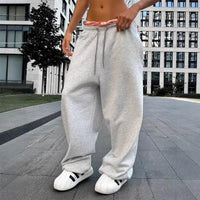 Pant Women Wide Leg Long Pants High Waist Straight Trousers Y2k Streetwear Elegant Splice Casual Loose Work Jogger Sports 2025