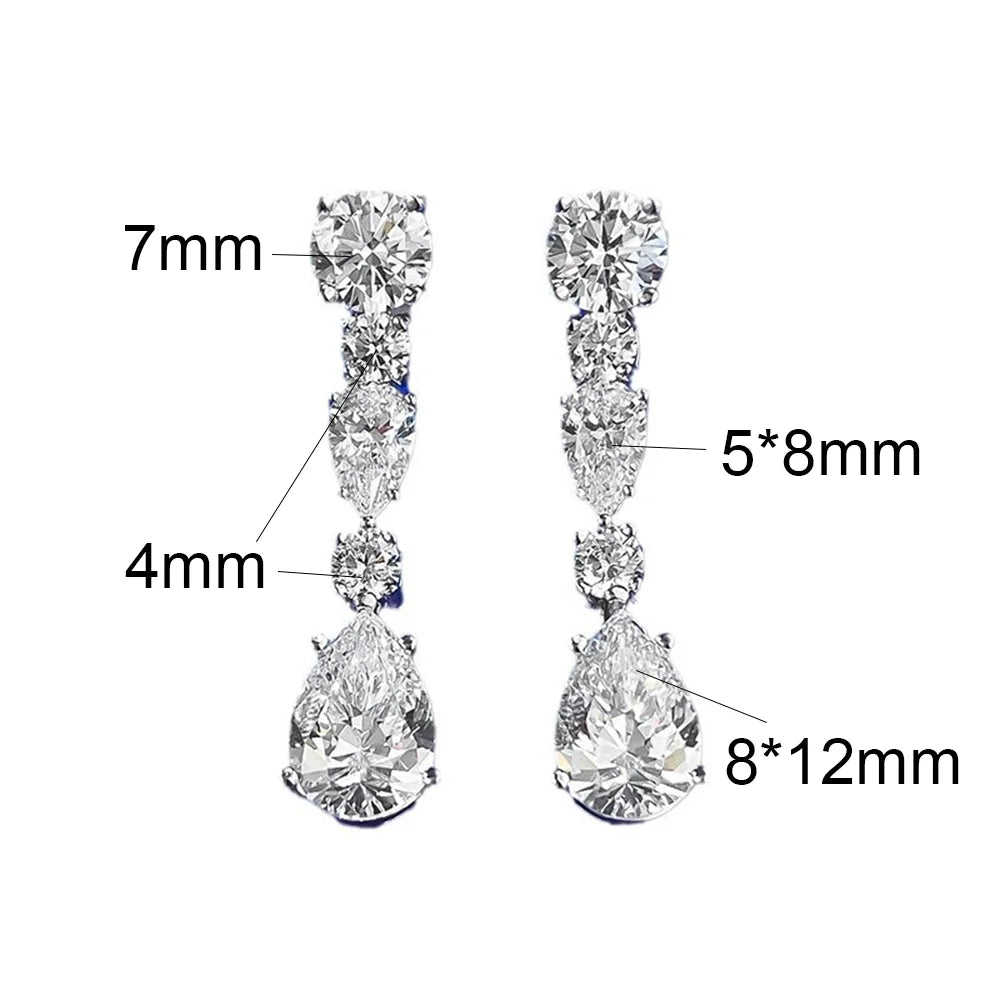 COSYA S925 Silver 8*12mm High Carbon Diamond Earrings For Women Drop Pendant Earrings Luxury Fine Sparkling Shinny Jewelry Gift