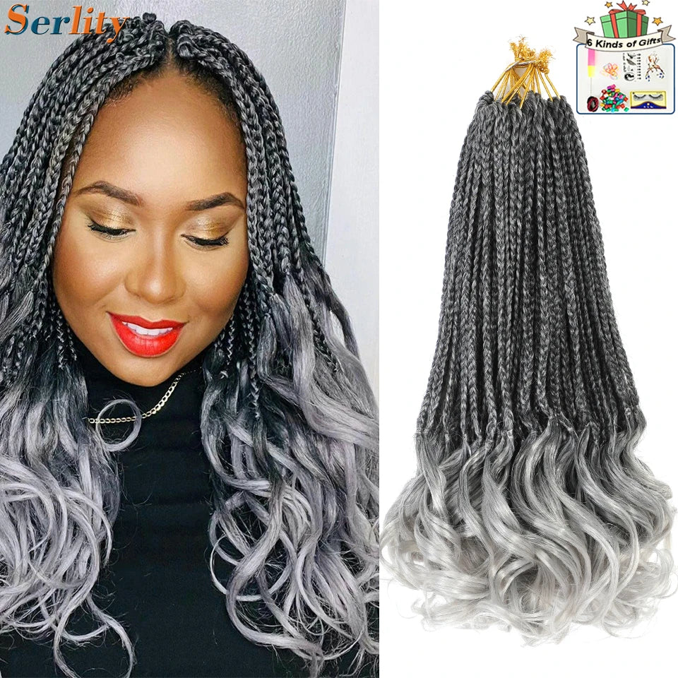 French Curl Crochet Braids 14 Inch Kid-Friendly Goddess Box Braids with Bouncy Curly Ends French Curls Braiding Hair for Women