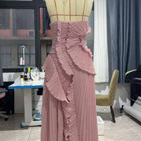 Elegant Purple Halter A Line Prom Gowns Ruffles Tiered Backless Party Gown Summer Vacation Chiffon Long Evening Dress