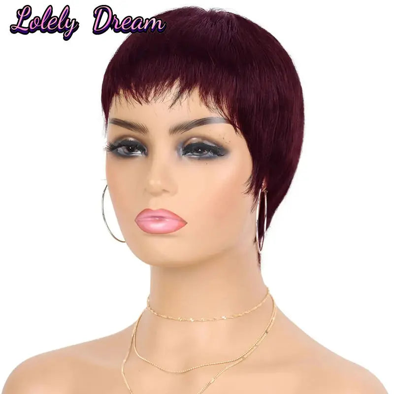 Brazilian Remy Pixie Cut Wigs Human Hair Short Prepluck Wig  Full Machine Made Human Hair Wigs For Black Women