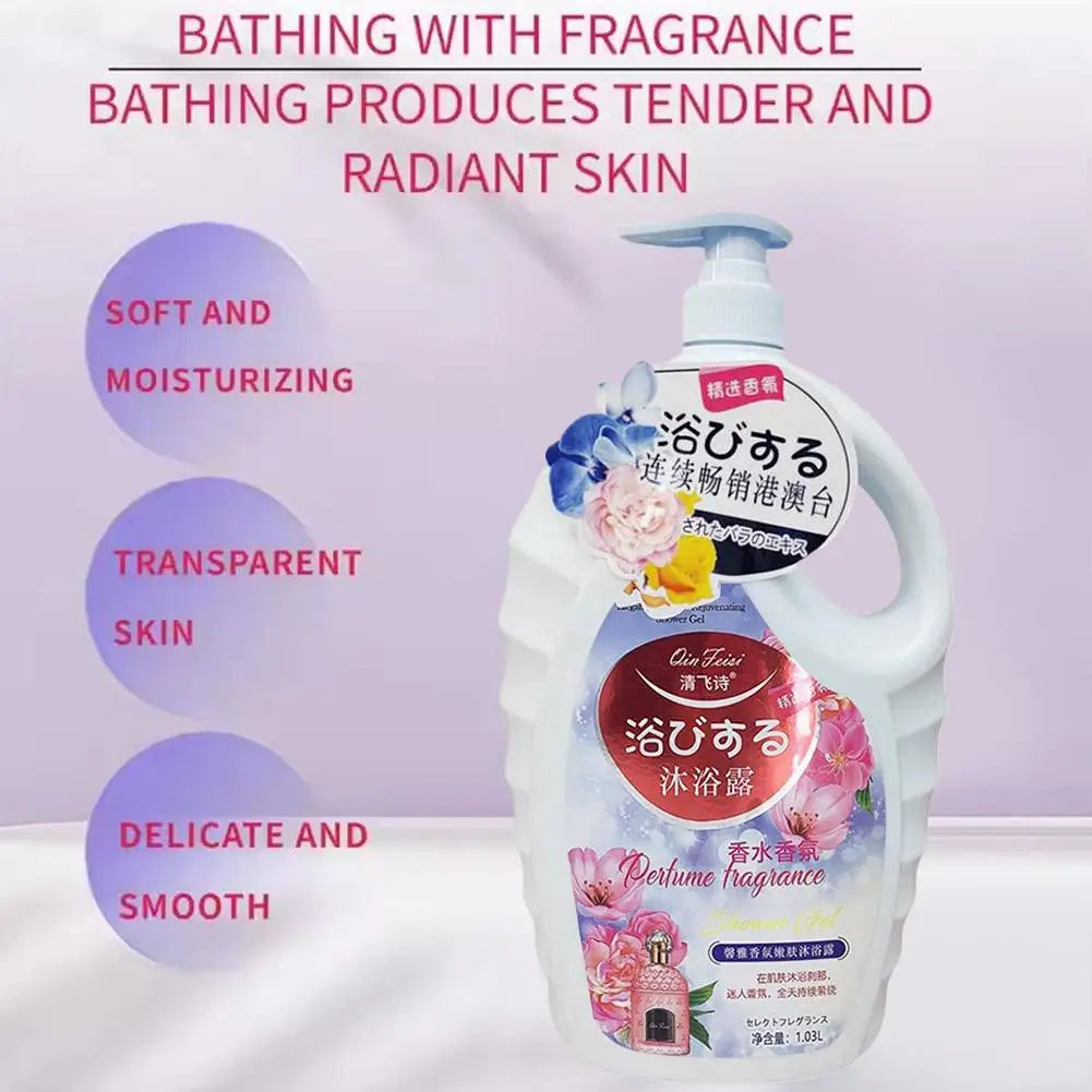 1L Shower Gel Perfume Fragrance Long-lasting Scent, Moisturizing & Hydrating Care Skin Bath Wash Body Cleanser Body Wash