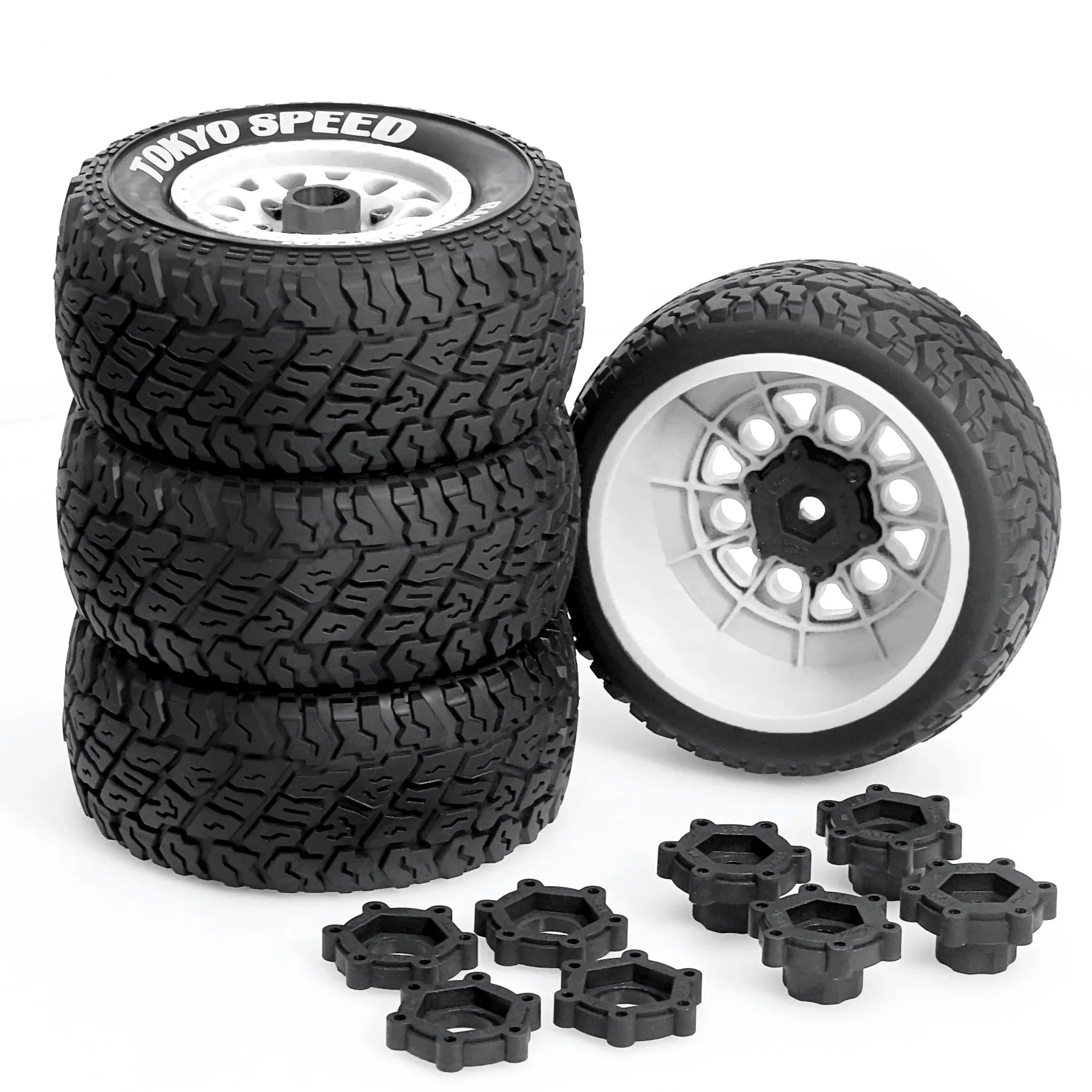 RC Wheels and Tires Truck Tires Short Course Tires for 1/10 Scale Car Arrm a Senton,Slash 2WD 4×4,Axia1,Rc 4wd,Red cat