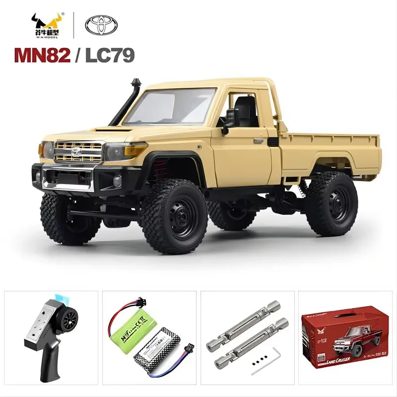 Rc Car MN82 1:12 Retro with LED Lights, Full Scale Analog LC79, Professional Four-wheel Drive Truck, Toy Truck Model RC