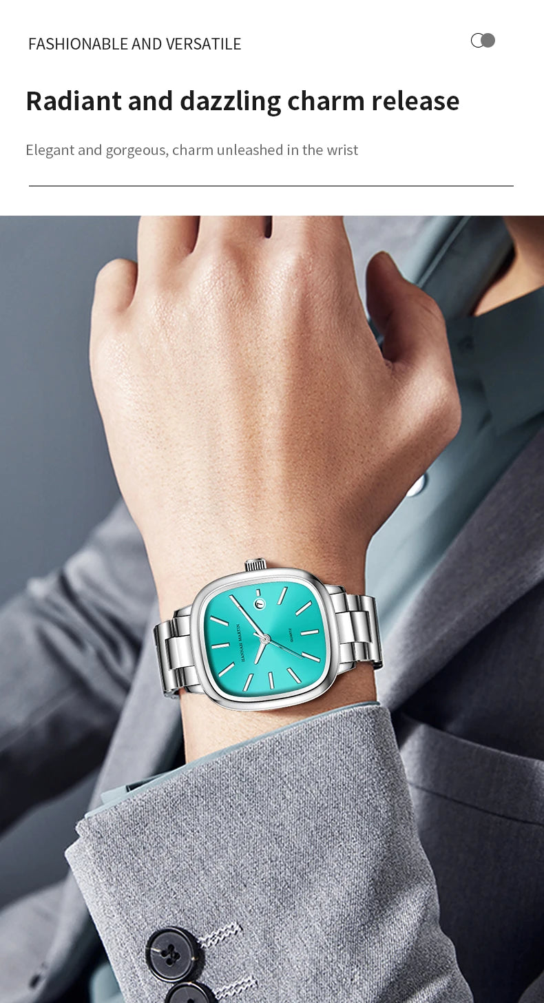 Japanese Movement Square Fashion Stainless Steel Strap Original Business Style Silver Black Waterproof 3Bar Quartz Watch for Men