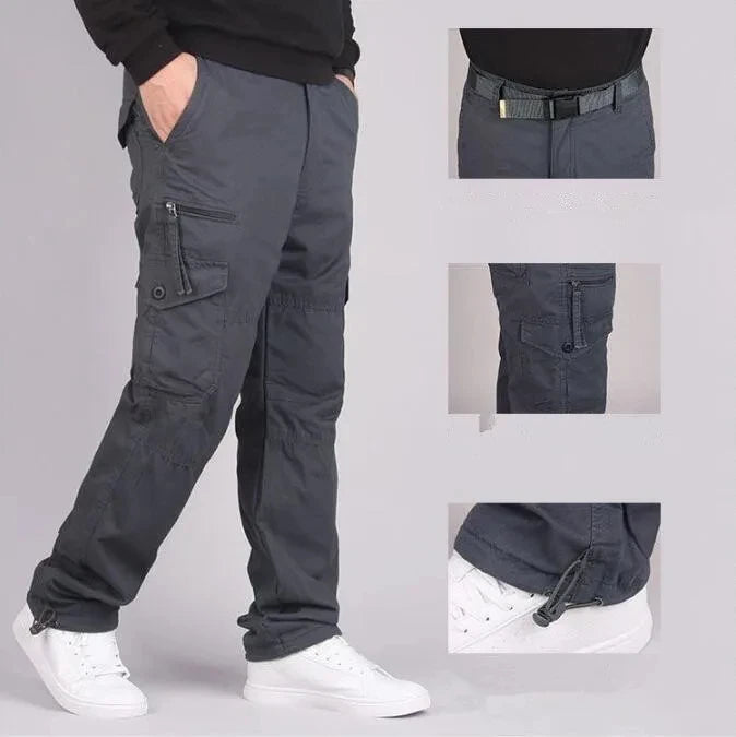 Men's Winter Cargo Pants Double Layer Fleece Warm Thick Camouflage Tactical Cotton Long Trousers Men Baggy Casual Cotton Pants
