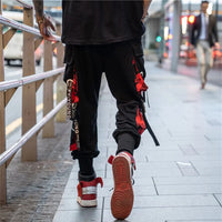 Cool Black Hip Hop Cargo Pants Gothic High Srteet Sweatpants With Pockets Korean High Wast Casual Outwear Pants Men Streetwear