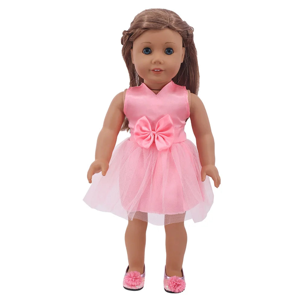 Baby Girls Dress Dolls Clothes Daily Fashion Dress For 18 inch American Doll Girl's Accessories 43Cm Baby Reborn,Generation Gift