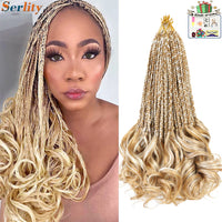 French Curl Crochet Braids 14 Inch Kid-Friendly Goddess Box Braids with Bouncy Curly Ends French Curls Braiding Hair for Women