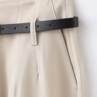 Faionable High Waist Belted Straight Leg Pants Women's Slim Fit Casual Autumn New Arrival Street Sle Polyester Fiber