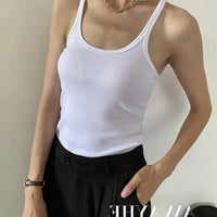 European Style Screw Thread Fitness Tank Top Women's Inner Wear Summer Outer Wear Fine Shoulder Strap Work Shirt Polyester Fiber