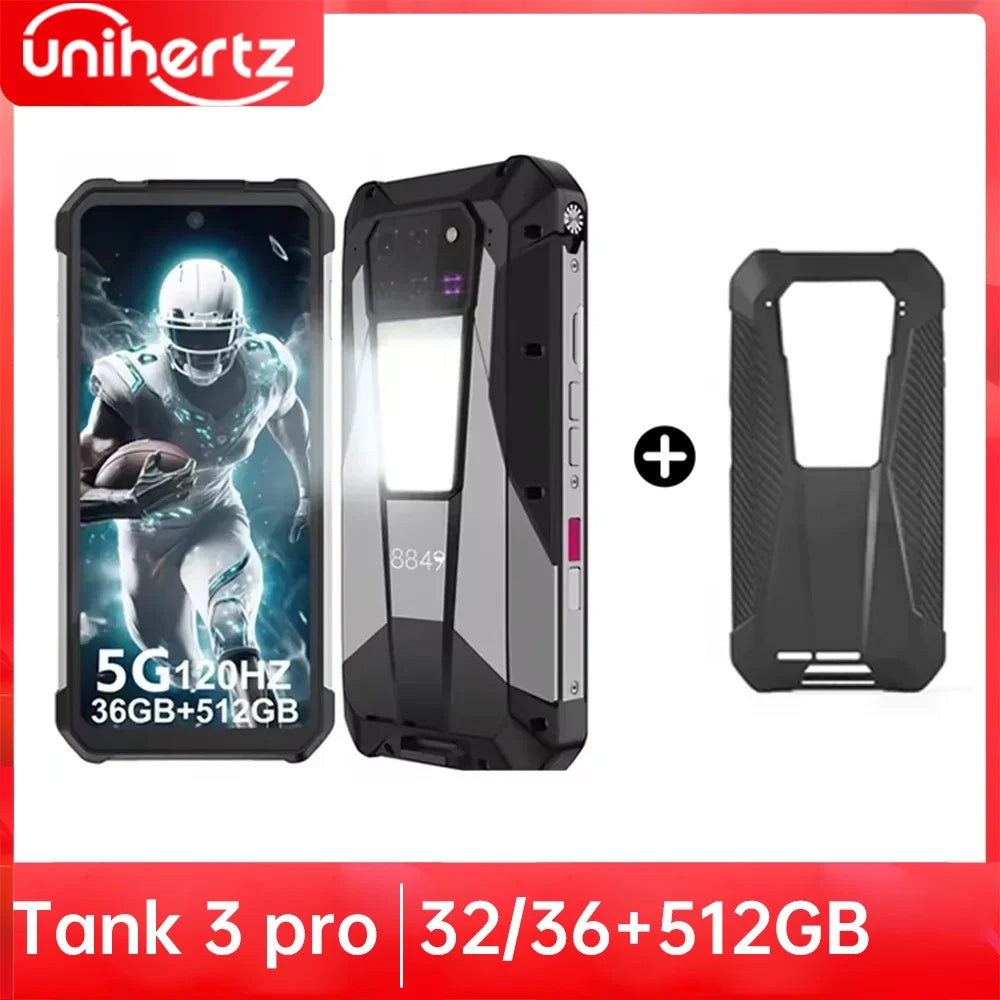 Unihertz Tank 3 Pro 8849 with 100 Lumens 120Hz Projector ,32GB/36GB RAM,512GB ROM,23800mAh 120W Fast Charger,5G,200MP Camera